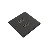 Axessline Micro Square - 2 USB-A laddare 10W, svart